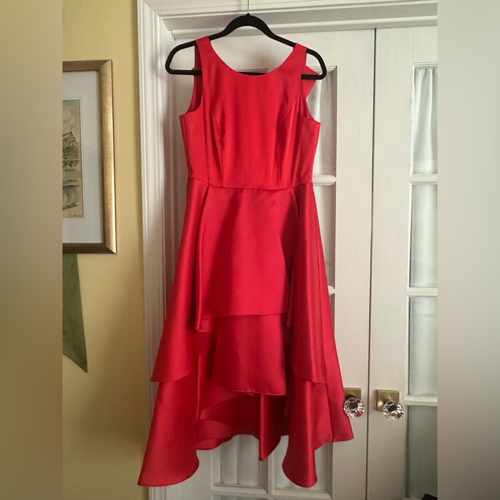 Adrianna Papell Vibrant Red High Low Dress size 6